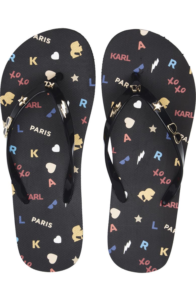 KARL LAGERFELD PARIS Zaid Flip Flop Sandal, Alternate, color, Black Multi