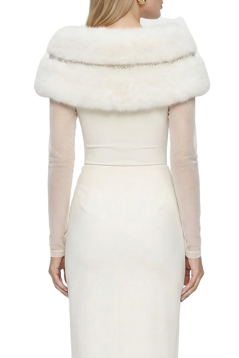 Fur-Free Fox (Faux Fur) Stole With Rhinestone Inserts, Alternate, color, WHITE