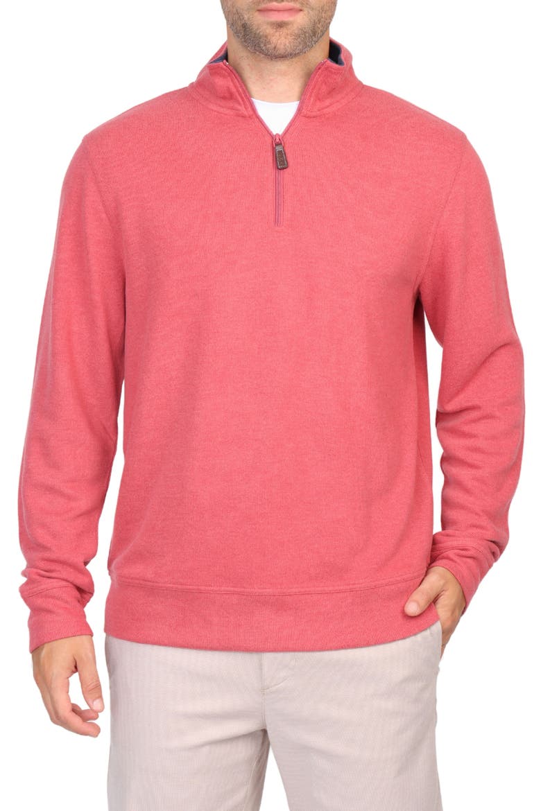 French Rib Quarter Zip Pullover, Main, color, BURNT ORANGE