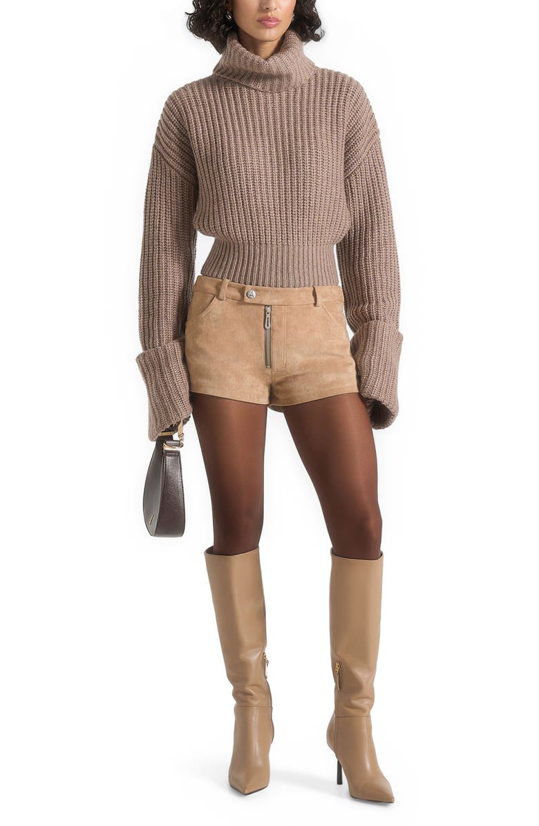 Manière De Voir Fara Suede Mini Shorts, Alternate, color, Beige