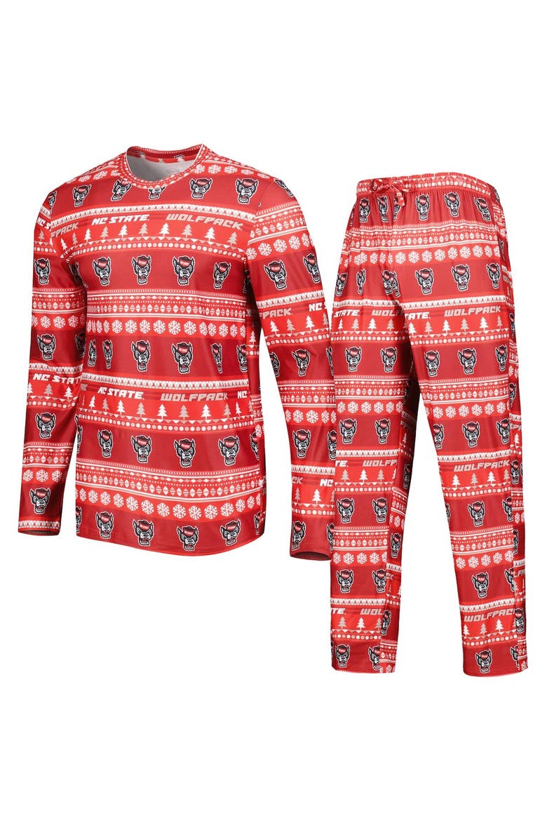Men's Concepts Sport Red NC State Wolfpack Swivel Long Sleeve T-Shirt & Pants Sleep Set, Main, color, Red
