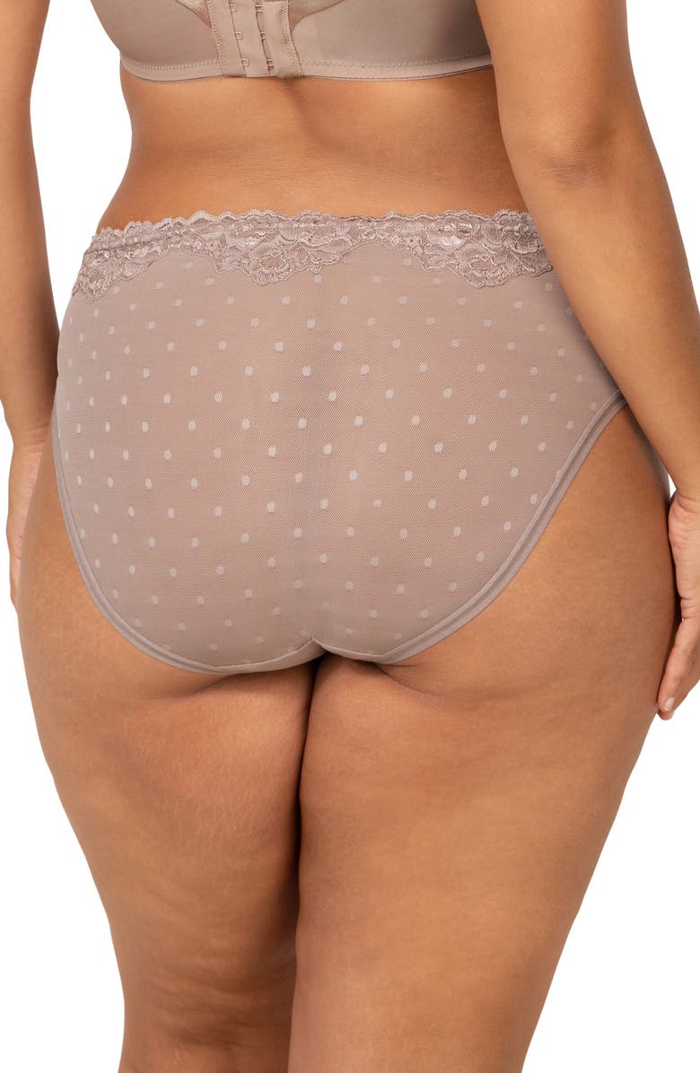Curvy Couture Sheer Whisper High Cut Briefs, Alternate, color, Bark