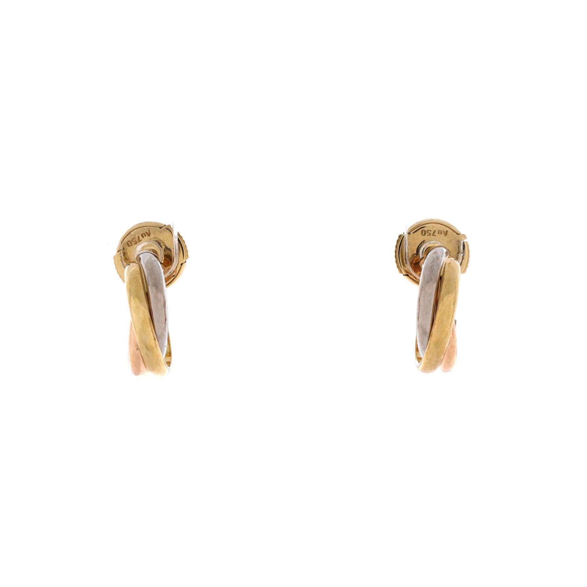 Trinity Hoop Earrings 18K Tricolor Gold 13mm, Main, color, Metallic Gold