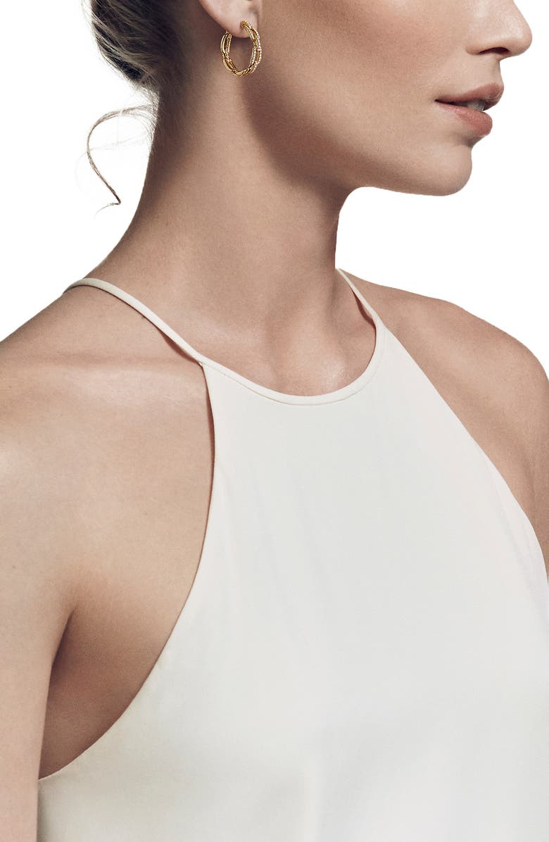 David Yurman Stax Medium Chain Link Diamond Hoop Earrings, Alternate, color, 