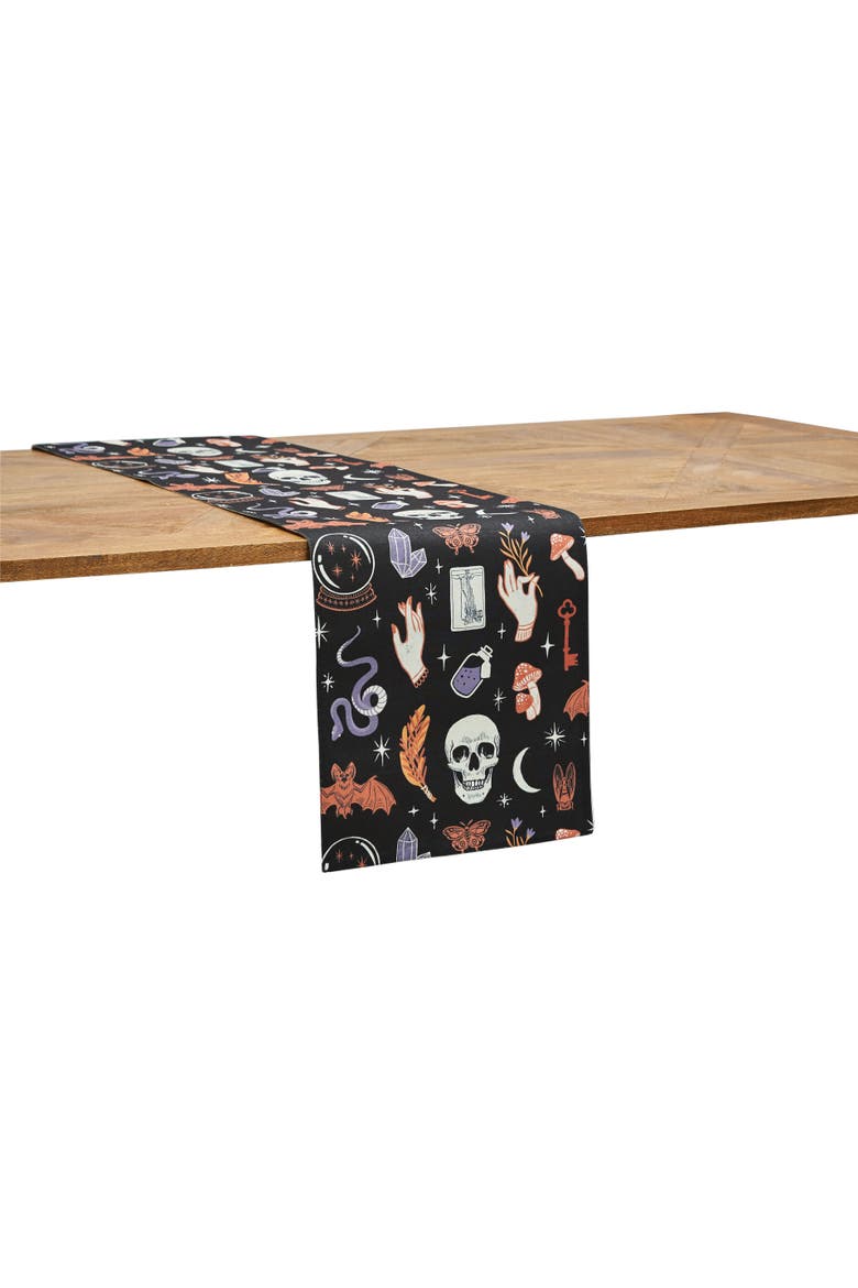 Halloween Magic Decorative 100% Cotton Table Runner 14" x 72", Main, color, Purple