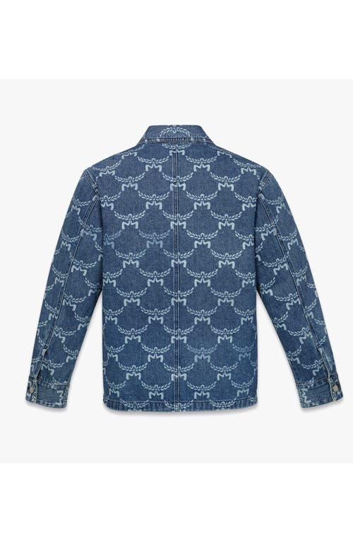 Mcm Lauretos Monogram Denim Jacket In Indigo