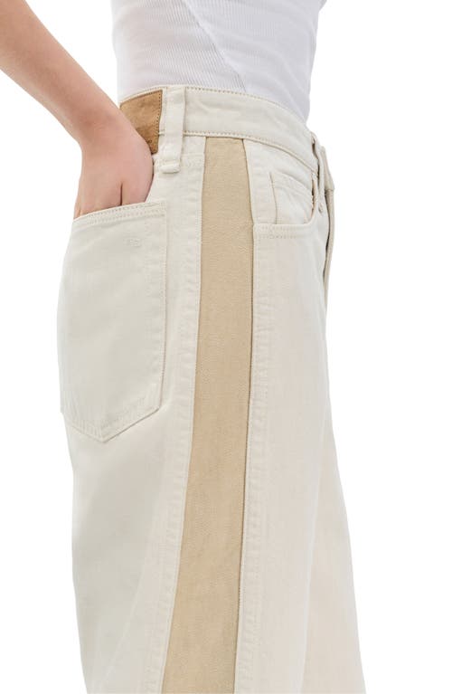Rag & Bone Logan High Rise Spliced Wide Leg Jeans In Twostone In Neutral