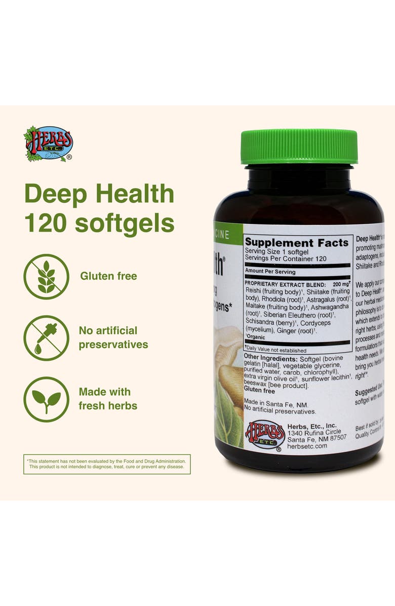 Herbs Etc. Deep Health Adaptogen & Immune Support Softgels, 120 Count, Alternate, color, NO COLOR
