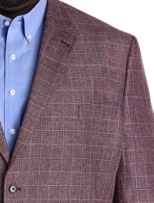 Oak Hill Premium By Dxl Big & Tall Windowpane Sport Coat In Berry
