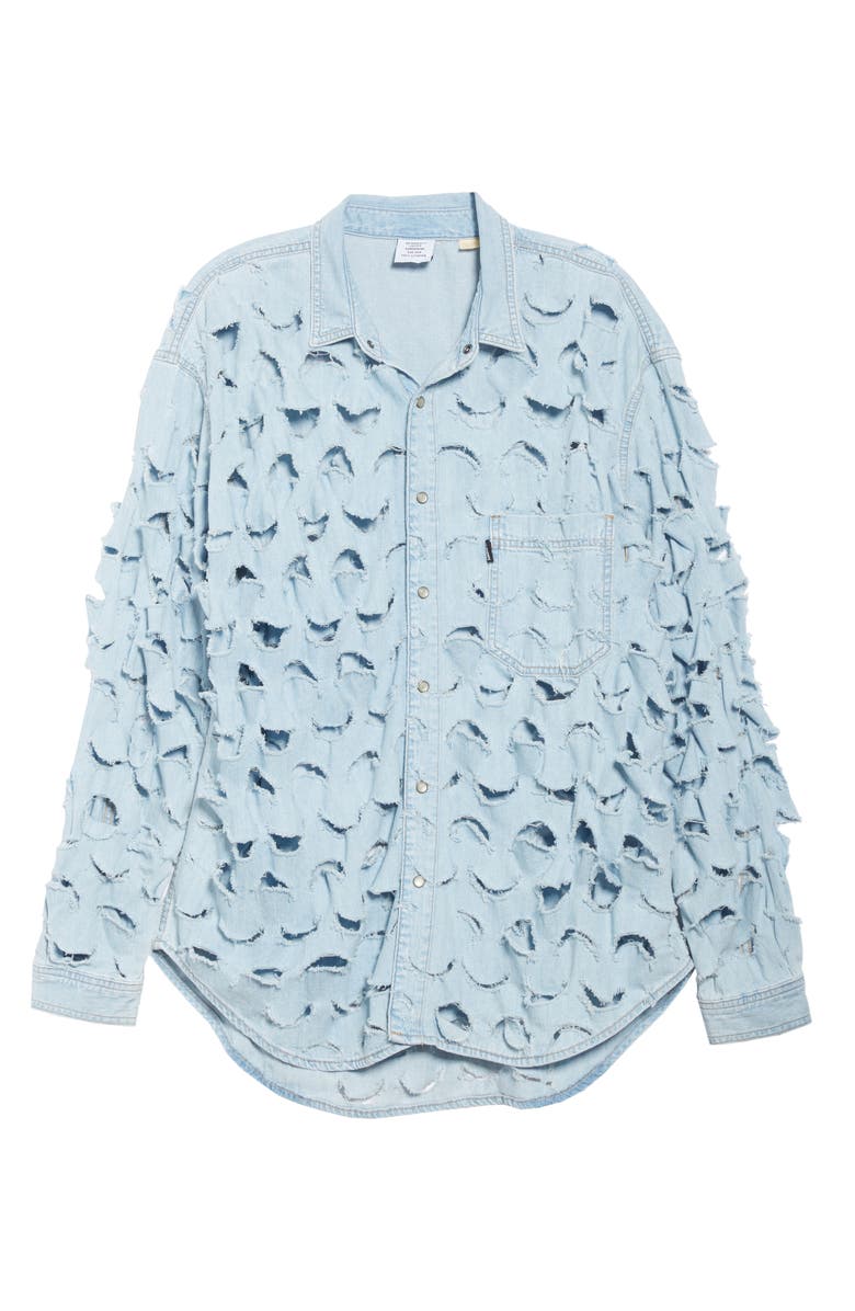 VETEMENTS Cutout Denim Shirt, Alternate, color,