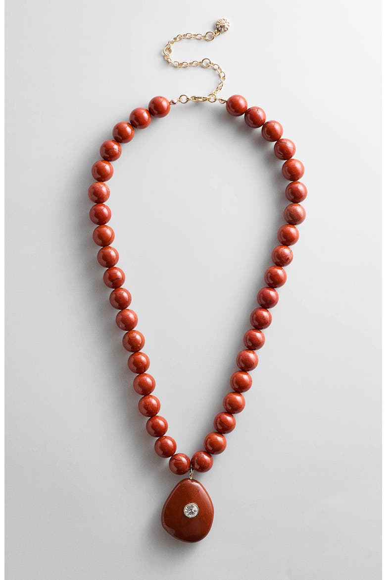 Jamie Semi-Precious Beaded Pendant Necklace, Alternate, color, RED