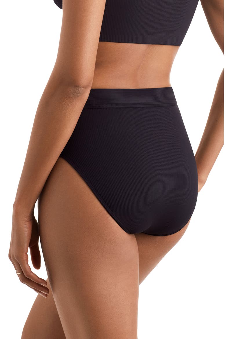 Brooke High Waist Bikini Bottoms, Alternate, color, BLACK