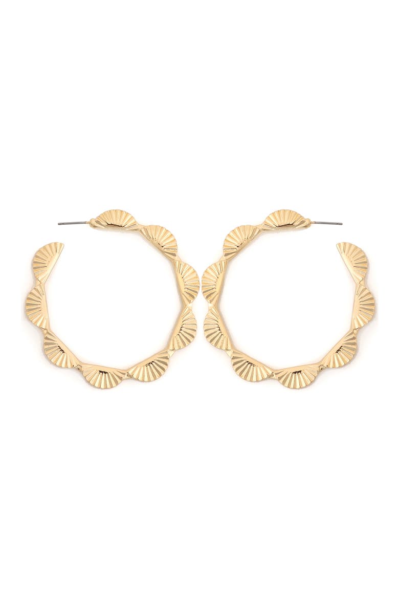 Scallop Hoop Earrings, Main, color, GOLD