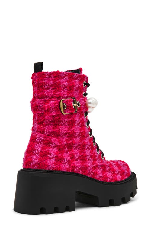 Betsey Johnson Jonnie Lug Sole Boot In Red