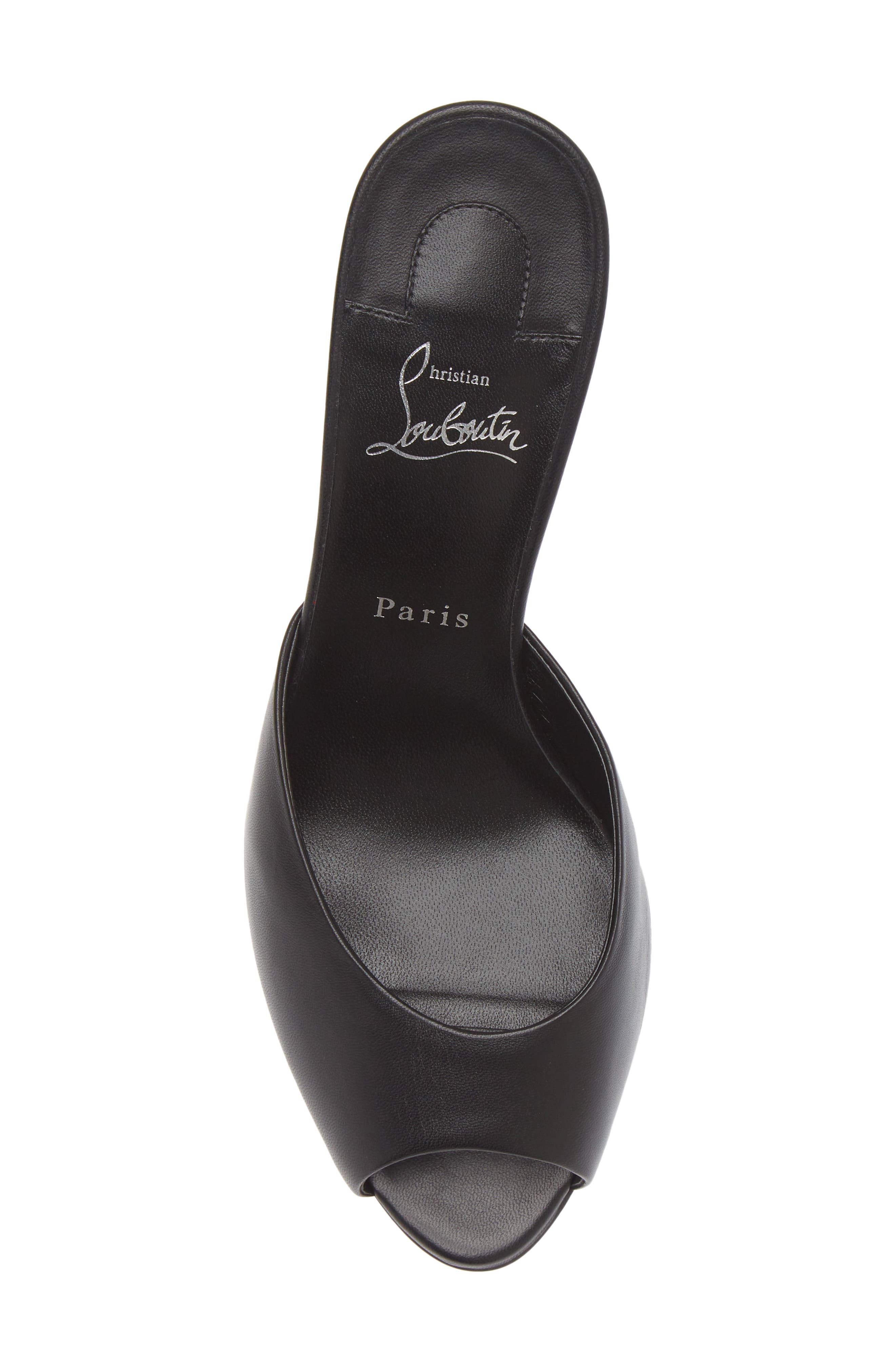 Christian Louboutin Me Dolly Peep Toe Slide Sandal, Alternate, color, B439 Black/ Lin Black