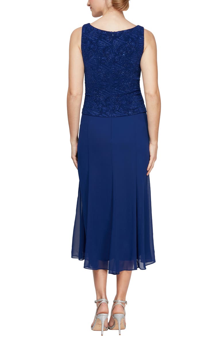 Alex Evenings Glitter Mock Two-Piece Midi Dress with Jacket, Alternate, color,