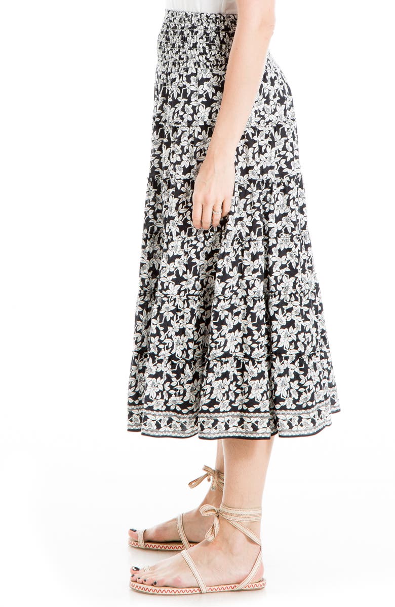 MAX STUDIO Midi Smocked Waist Printed Skirt, Alternate, color,