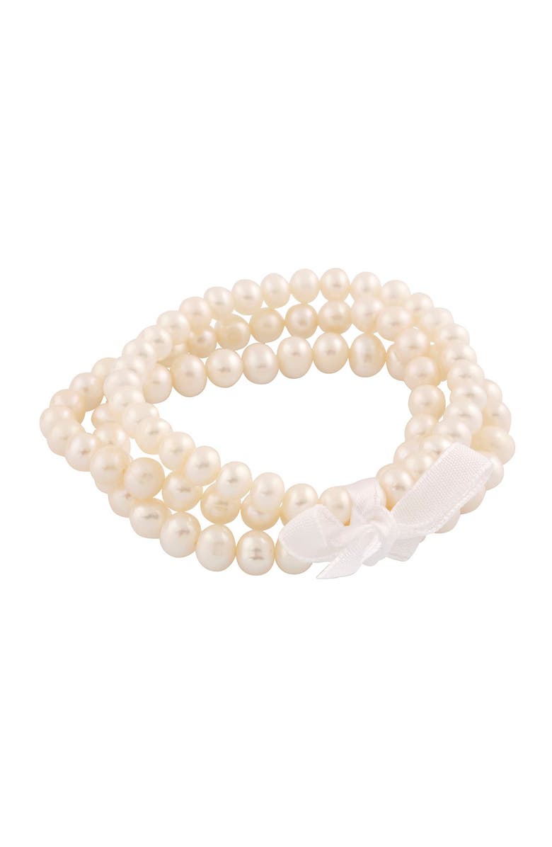 SPLENDID PEARLS Trio of White Freshwater Pearl Bracelets - Set of 3, Main, color, 