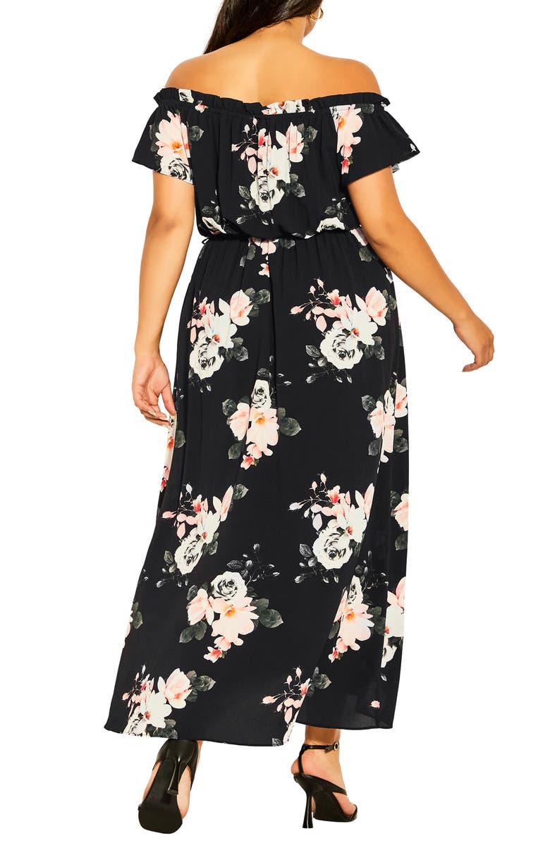 City Chic Lotus Tie Off the Shoulder Dress, Alternate, color,