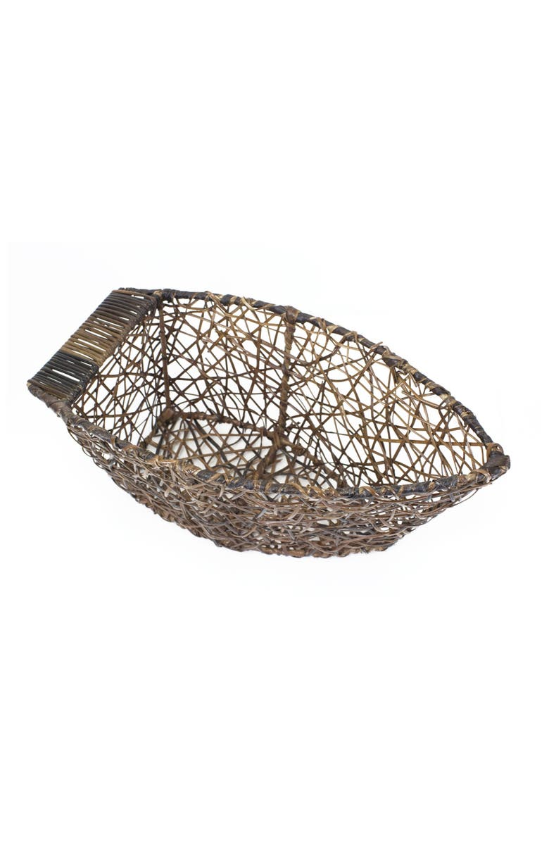 Beachcombers Boat Skiff Decorative Wicker Basket 5.75" x 12.5", Main, color, Brown