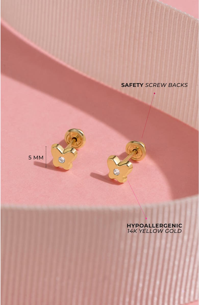 In Season Jewelry 14k Cubic Zirconia Butterfly Earrings, Alternate, color, Gold