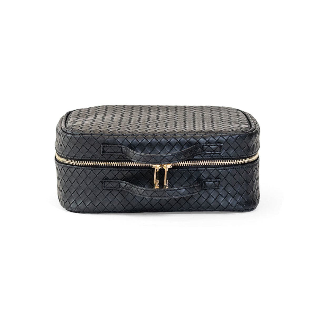 Woven Jet Makeup Bag, Alternate, color, Black