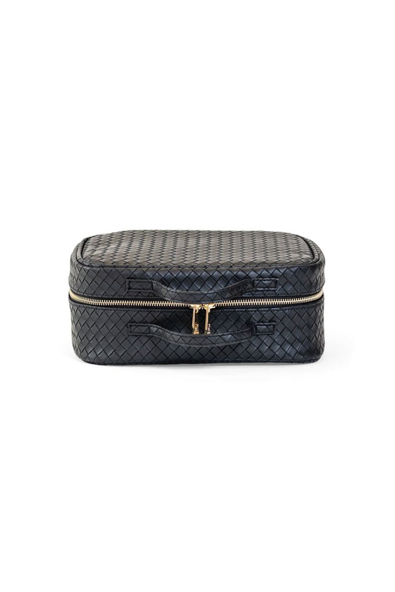 Woven Jet Makeup Bag, Alternate, color, Black