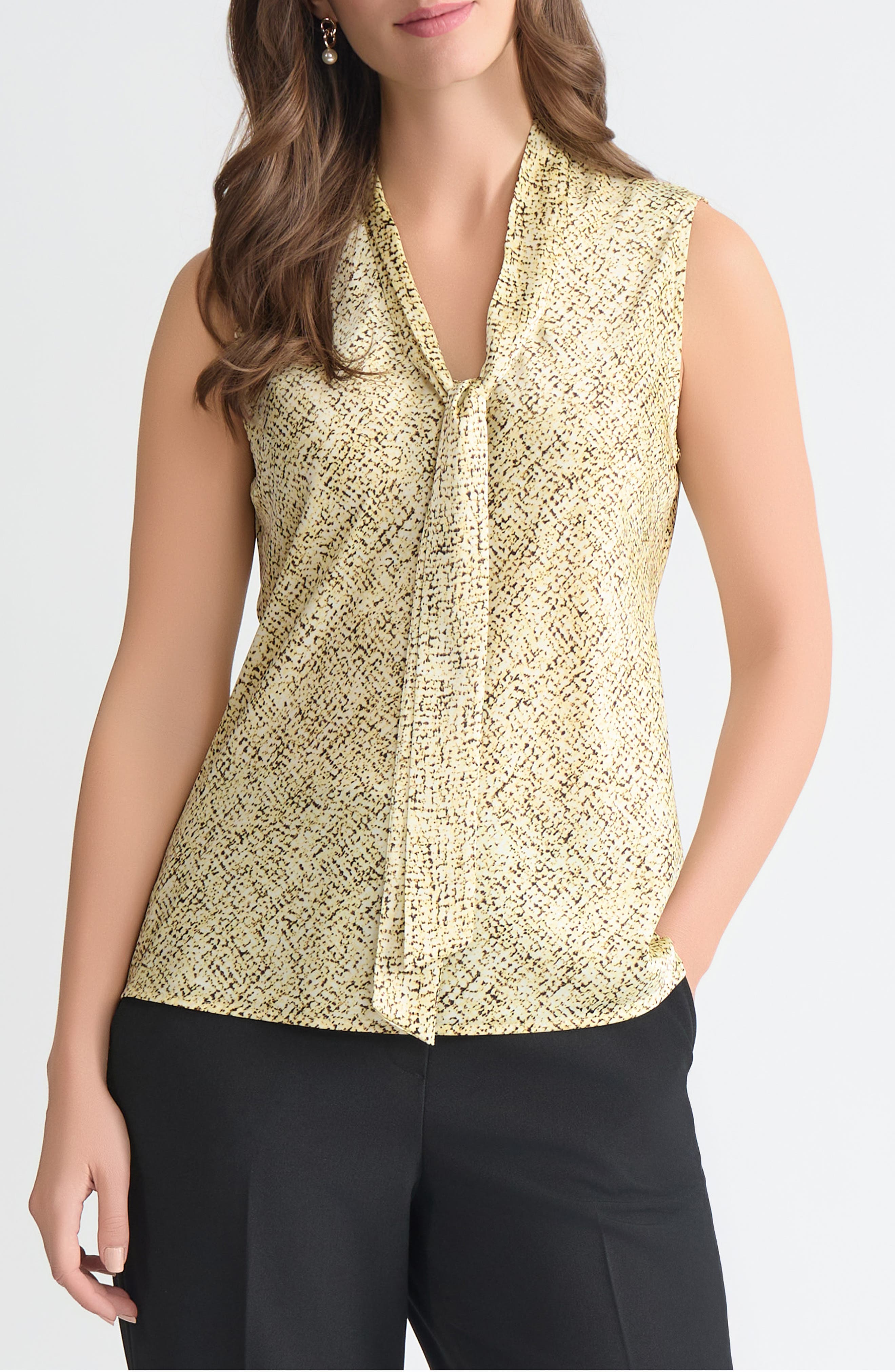 Tie Neck Sleeveless Bias Cut Satin Top