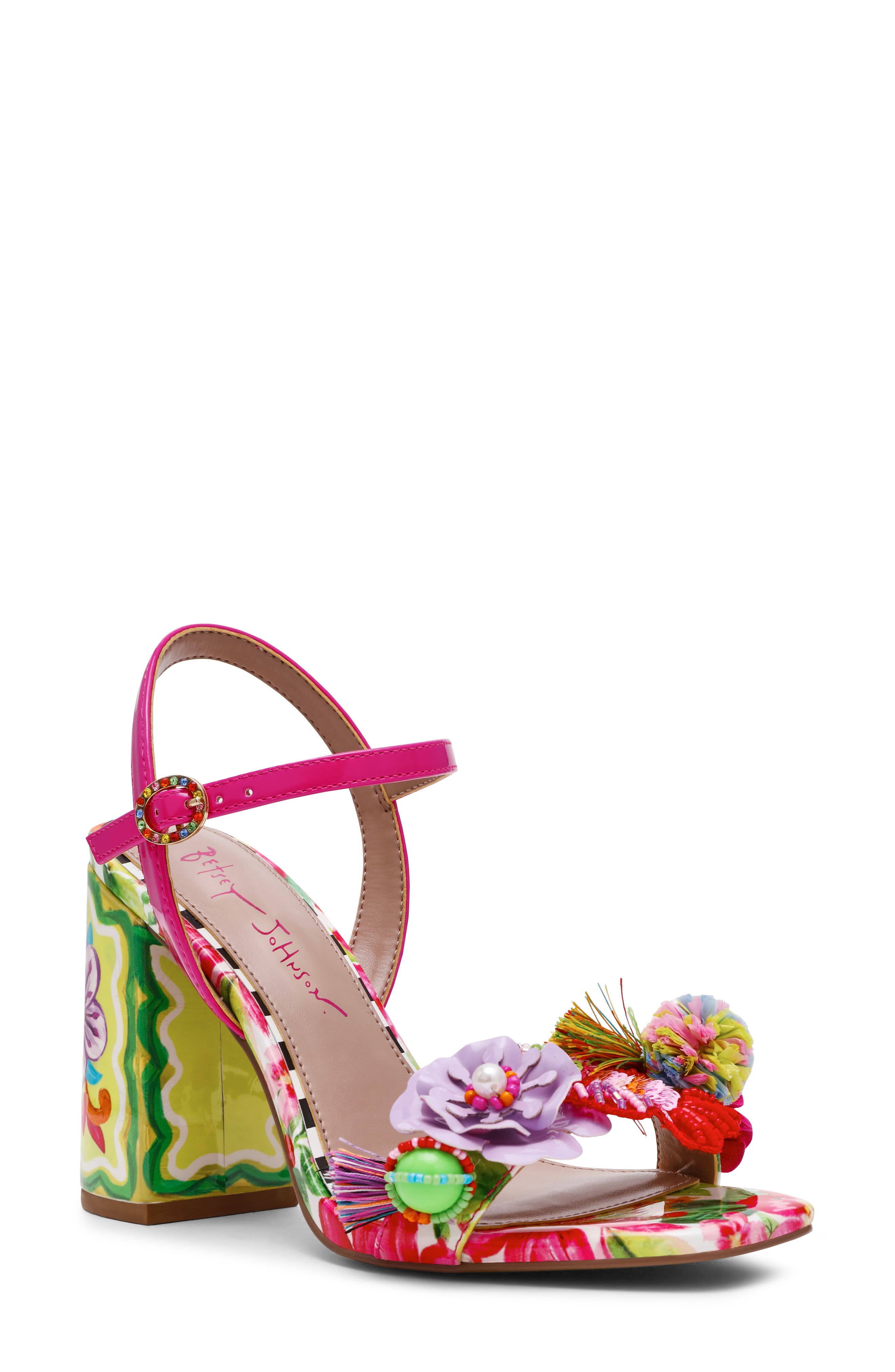 Betsey Johnson Masen Ankle Strap Sandal, Main, color, Bright Multi