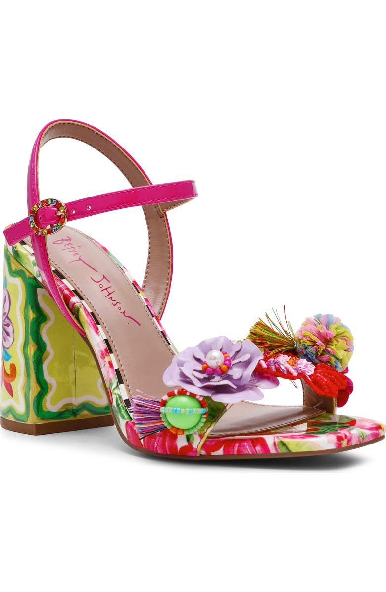 Betsey Johnson Masen Ankle Strap Sandal, Main, color, Bright Multi