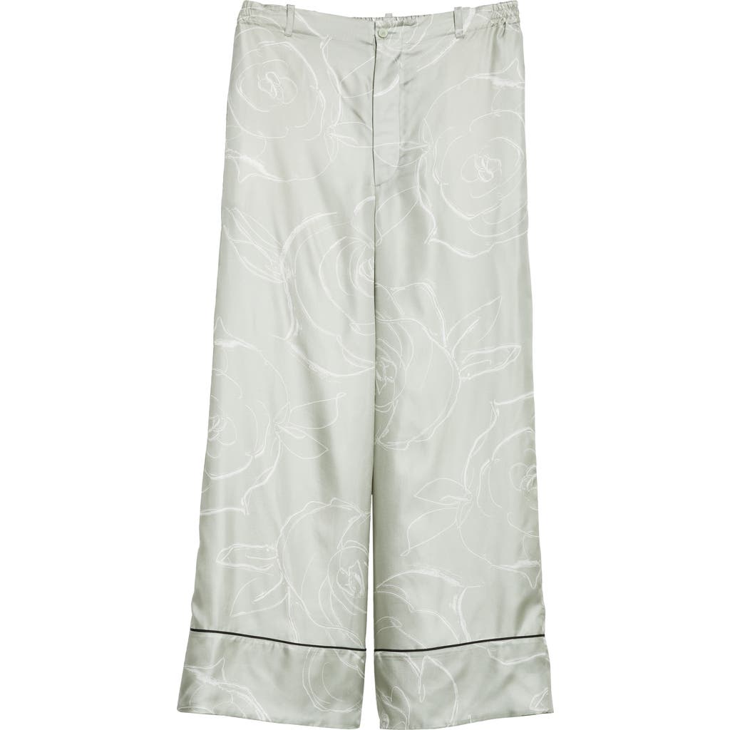 Marni Rose-print Palazzo Pants In Auv19 Sea/green