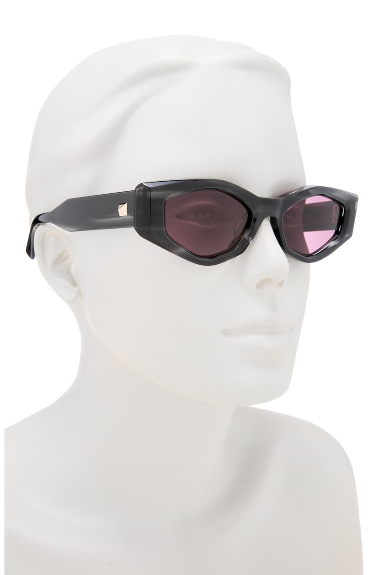 51mm Polarized Cat Eye Sunglasses, Alternate, color, BLACK BLACK BORDEAUX