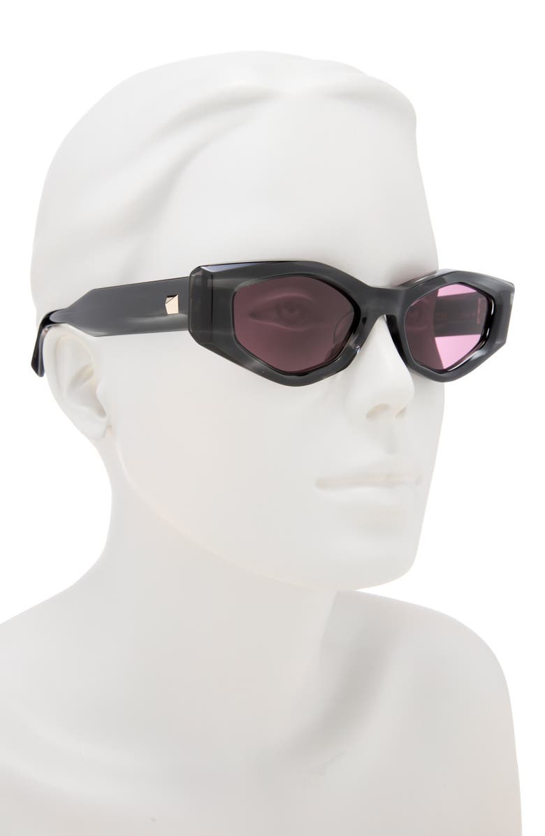 Valentino 51mm Polarized Cat Eye Sunglasses, Alternate, color, Black Black Bordeaux
