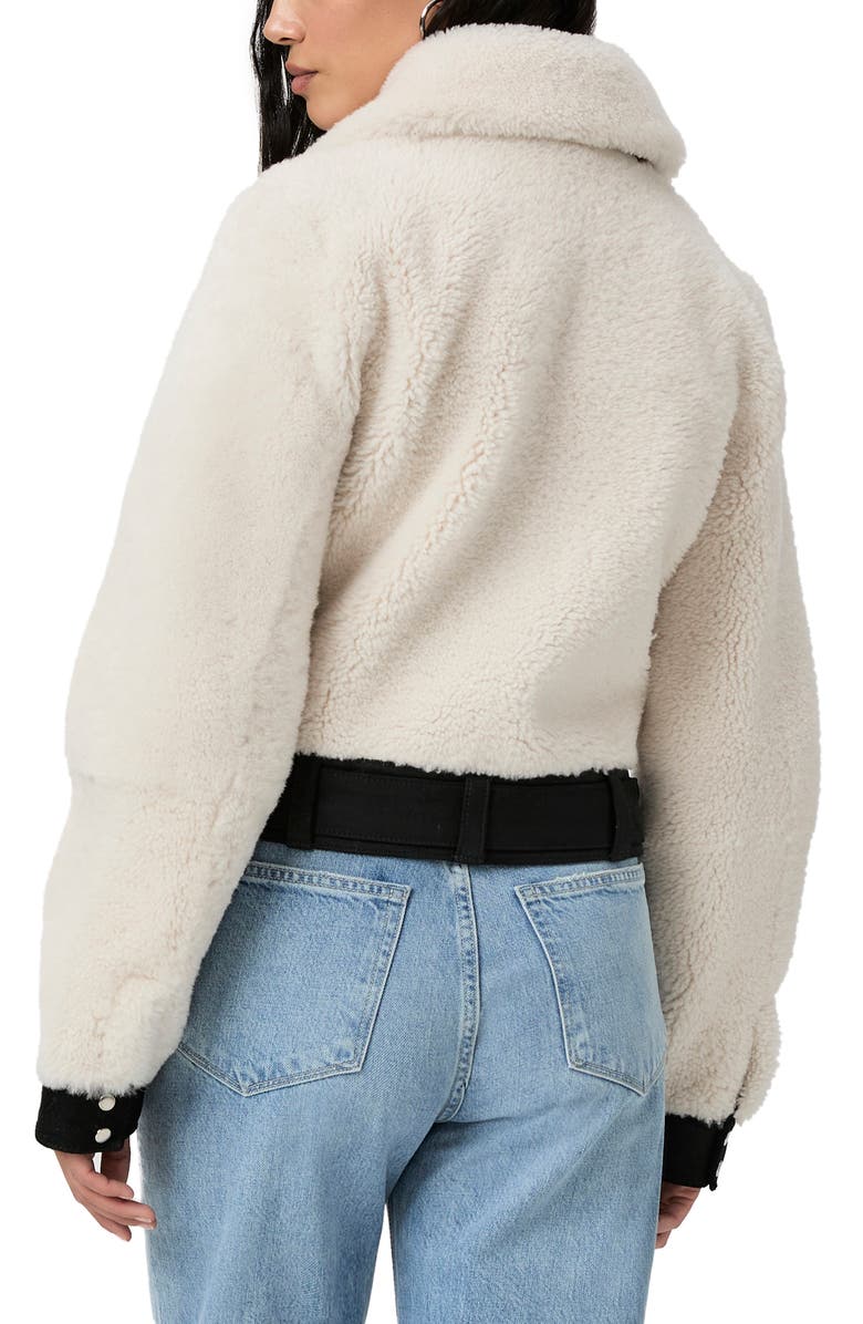 PAIGE Rhone Genuine Shearling & Suede Jacket, Alternate, color, Ecru/ Black