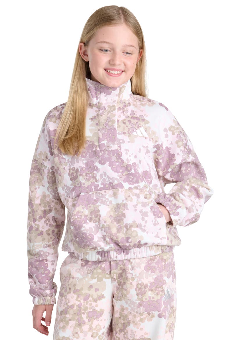 Kids' Print Fleece Mock Neck Sweatshirt, Main, color, MEDIUM DARK PINK