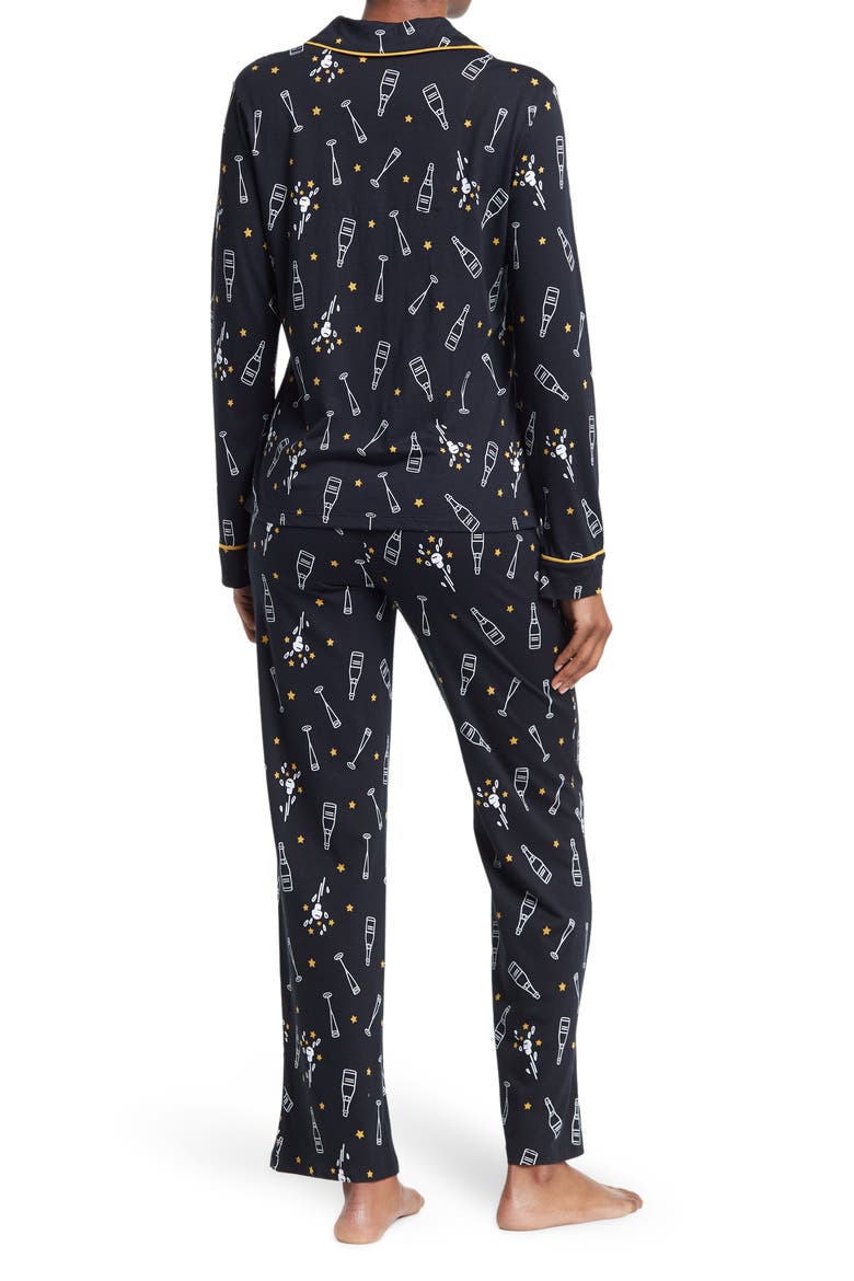 Long Sleeve Top & Pants 2-Piece Pajama Set, Alternate, color, BLACK