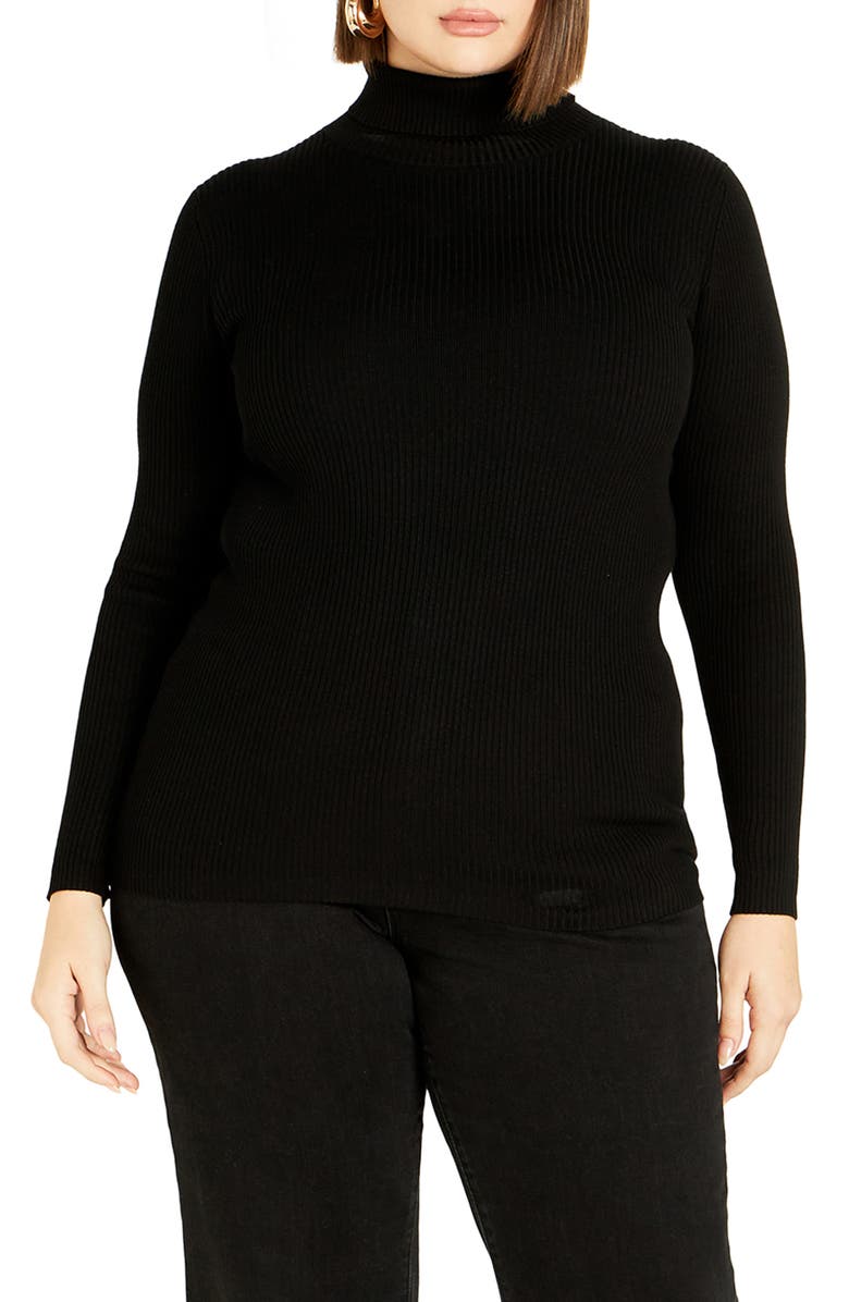 City Chic Mia Rib Turtleneck Sweater, Main, color,