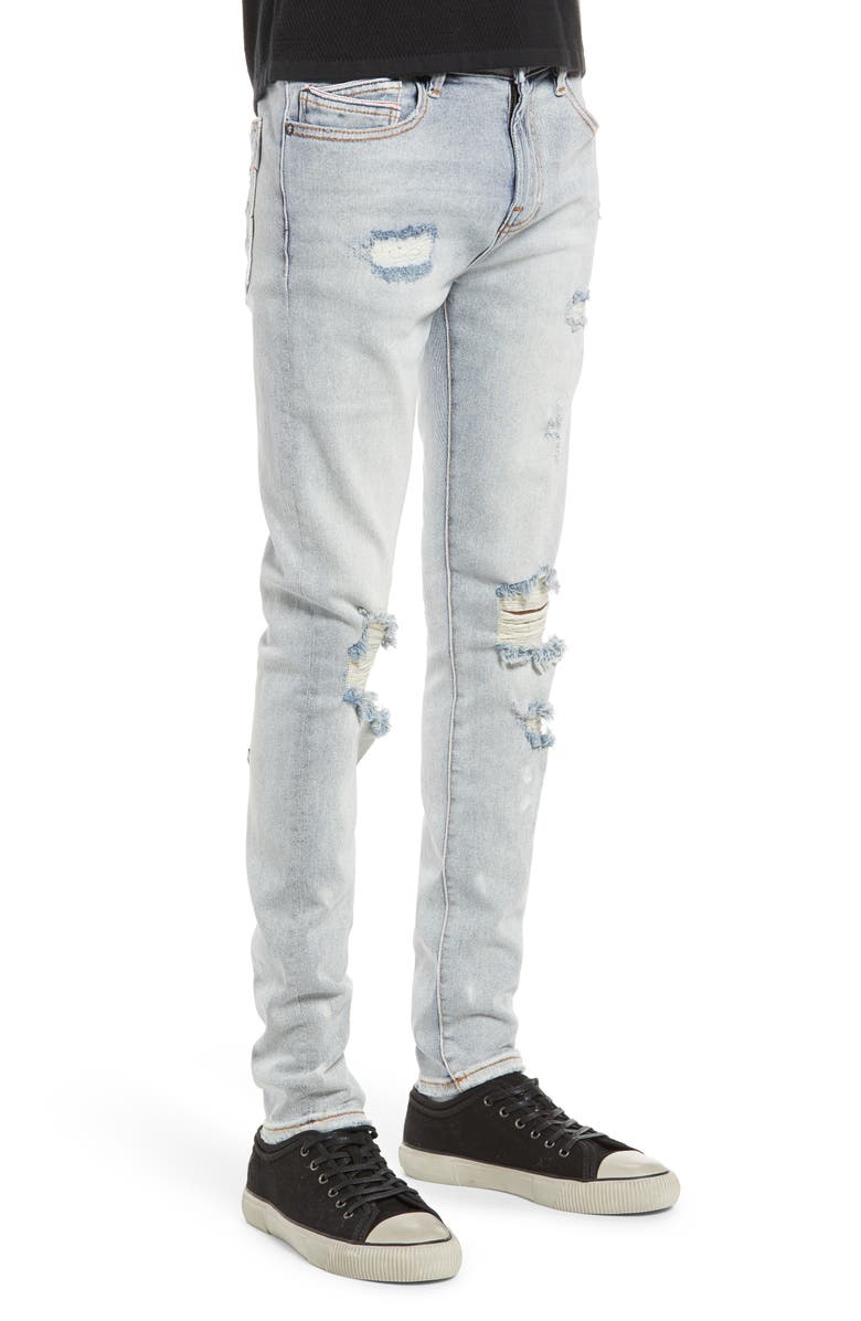 Cult of Individuality Punk Men's Ripped Super Skinny Jeans, Alternate, color, Bleach
