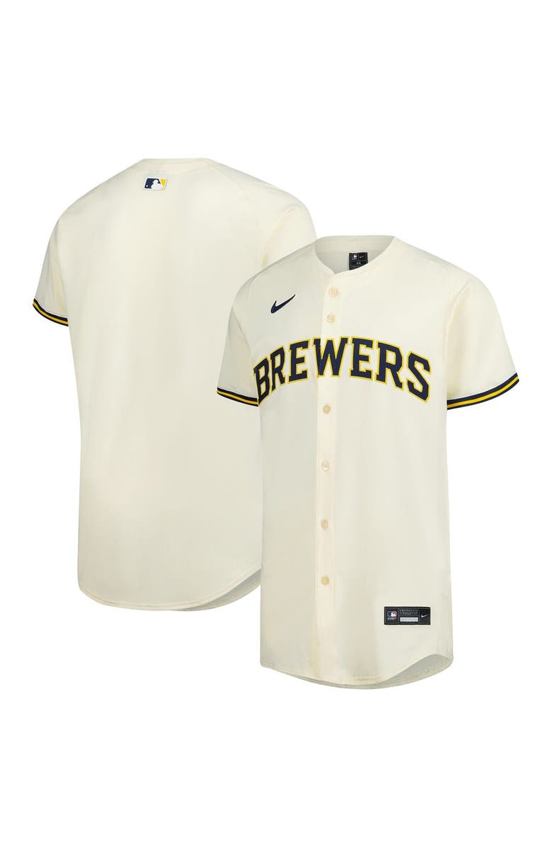 Nike Men's Nike Cream Milwaukee Brewers Home Elite Jersey, Main, color, Cream