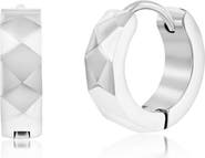 Metallo Men's Diamond Texture Huggie Hoop Earrings