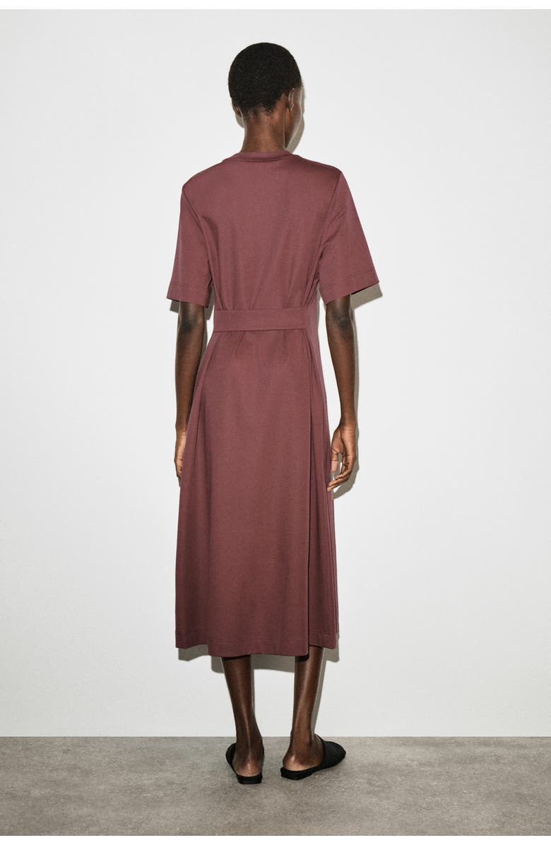 COS Belt-Detail Midi T-Shirt Dress, Alternate, color, Brown