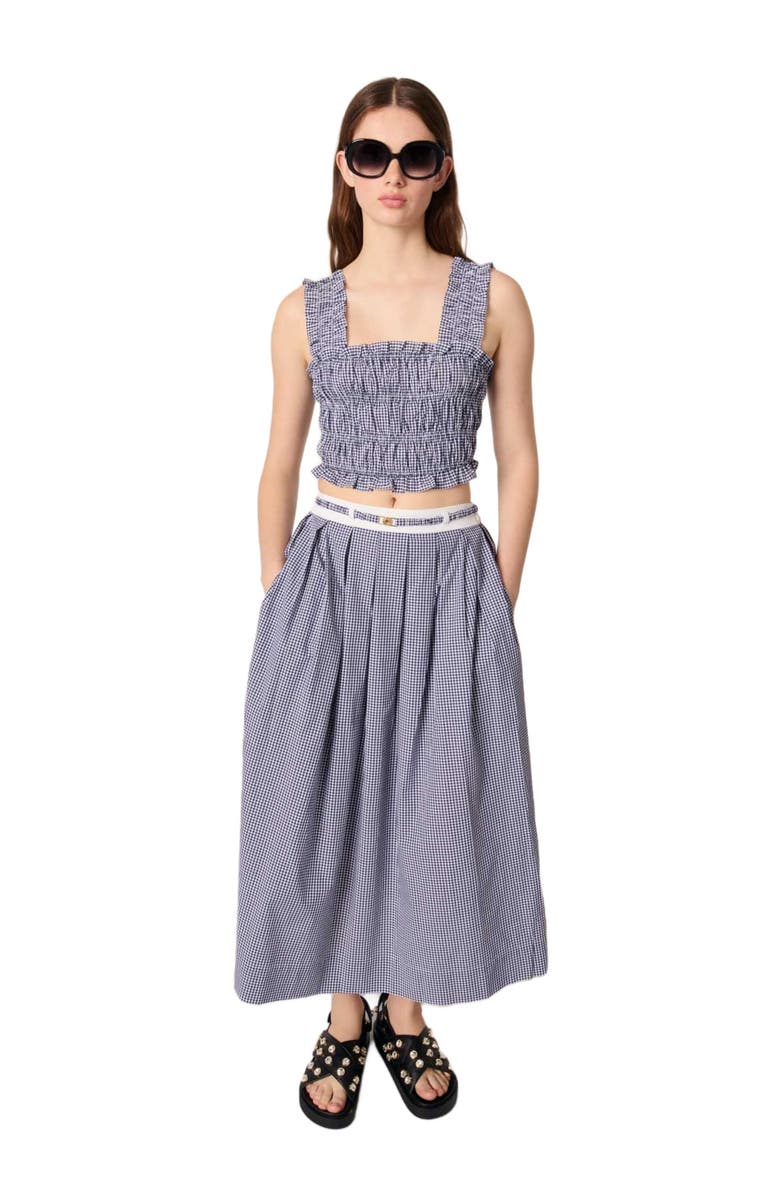 maje Gingham maxi skirt, Alternate, color, 
