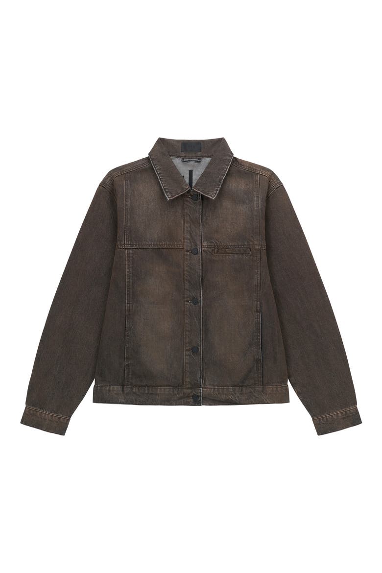 Valentiano Boxy Denim Jacket, Main, color, MOCHA DRIFT