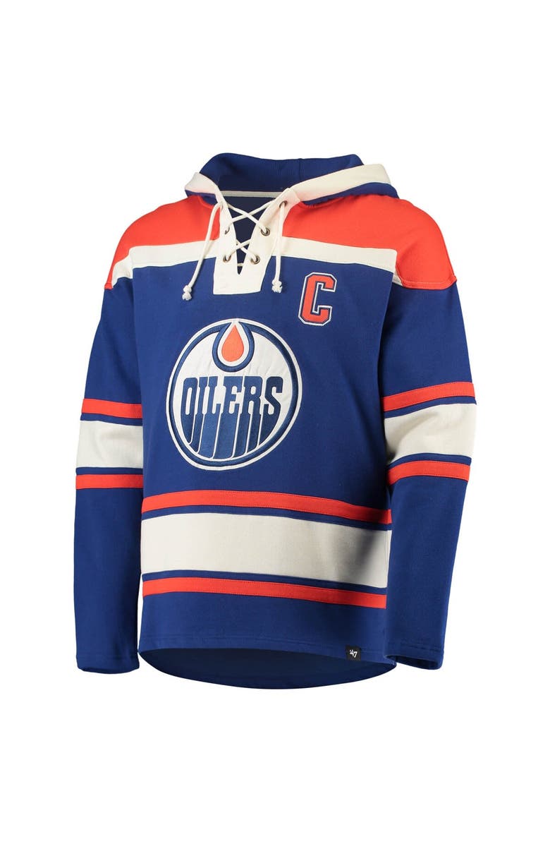 '47 Men's '47 Wayne Gretzky Royal Edmonton Oilers Retired Player Name & Number Lacer Pullover Hoodie, Alternate, color, 