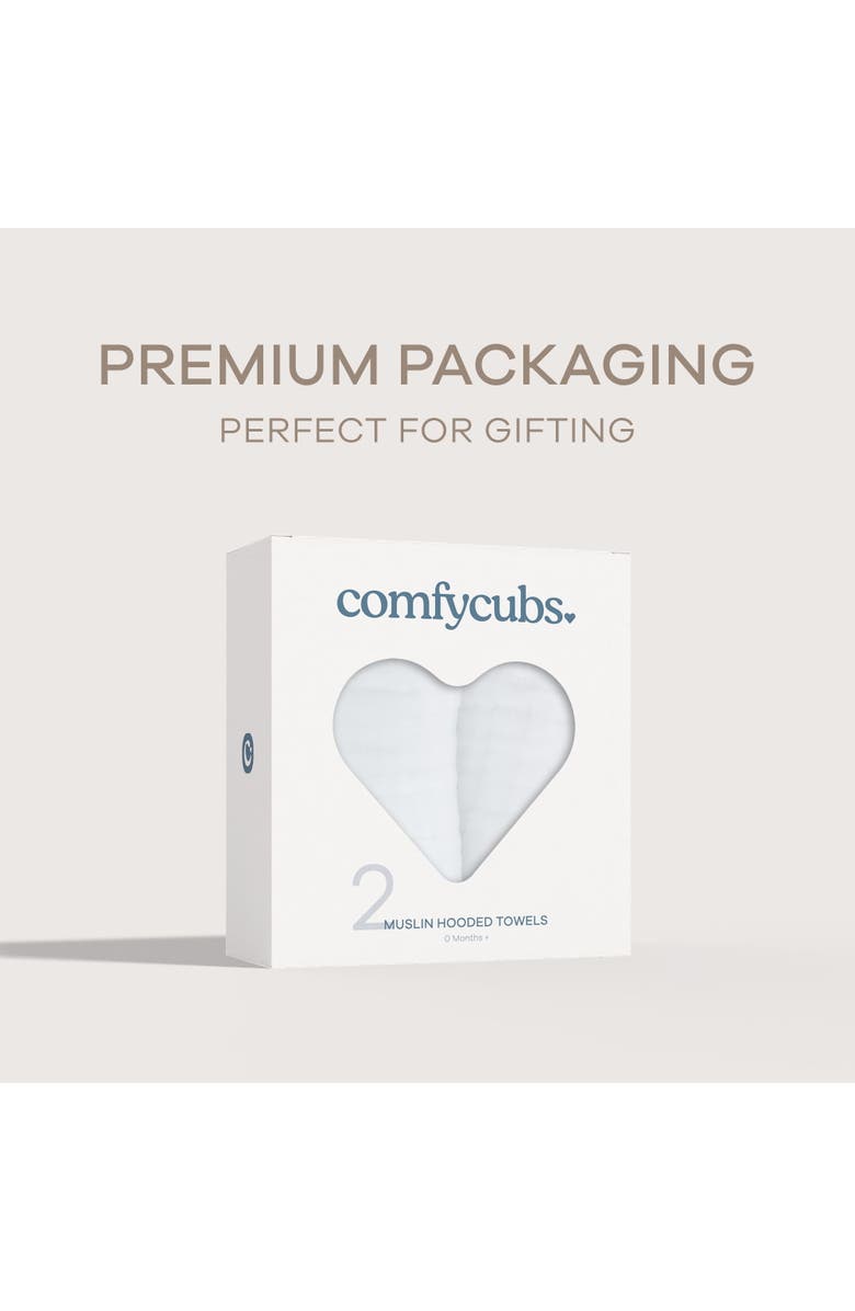 Comfy Cubs Hooded Baby Towels - 6 Layers, Pack of 2, Alternate, color, White