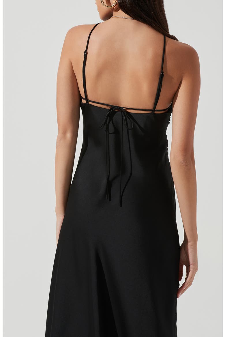 Halter Neck Satin Maxi Dress, Alternate, color, BLACK
