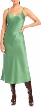 FIFTEEN TWENTY Bias Satin Midi Slipdress
