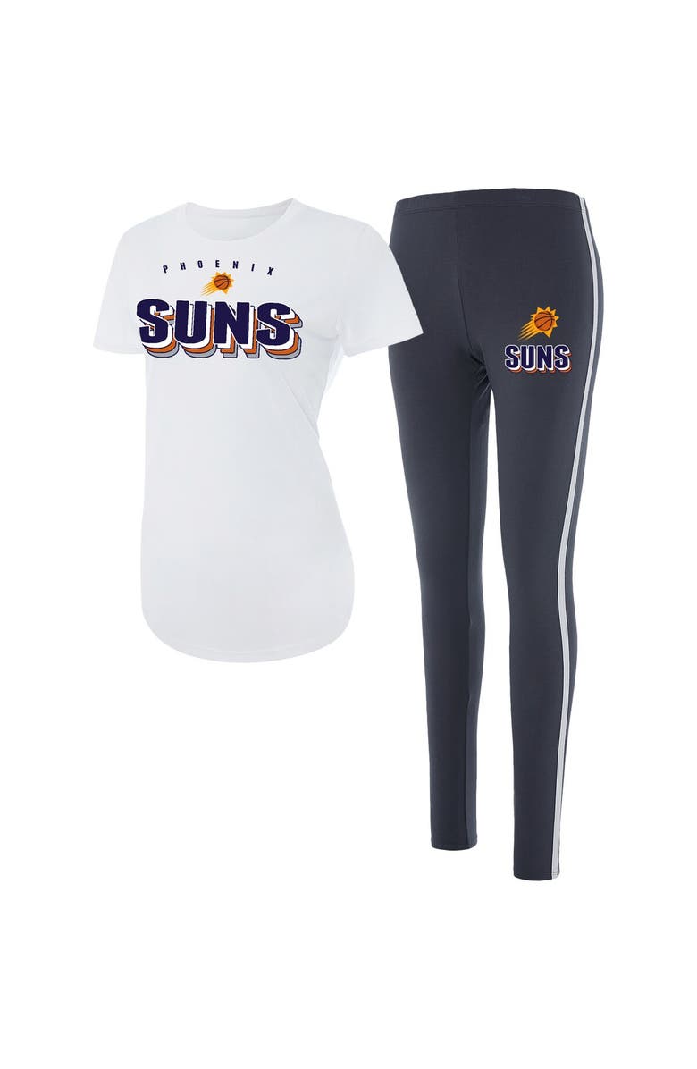CONCEPTS SPORT Women's Concepts Sport White/Charcoal Phoenix Suns Sonata T-Shirt & Leggings Sleep Set, Main, color, White