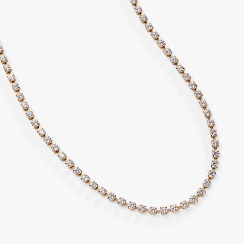 Alex And Ani Crystal Tennis Chain  Necklace In Gold