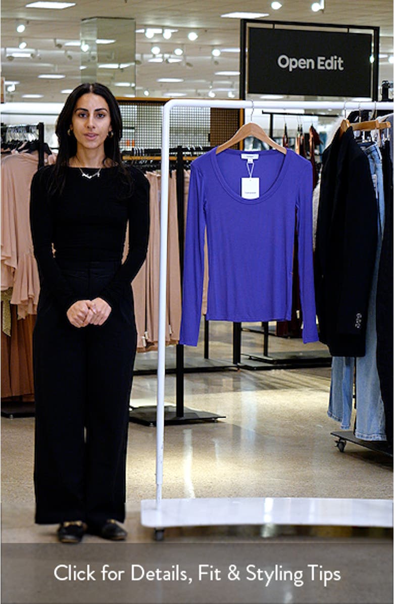 Scoop Neck Long Sleeve Rib Top, sales video thumbnail